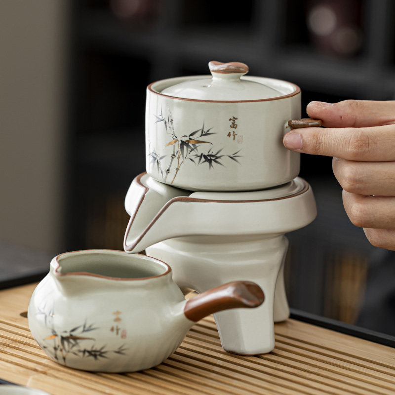 汝窑茶具套装2026新款家用陶瓷懒人半自动泡茶壶喝茶功夫茶杯茶盘