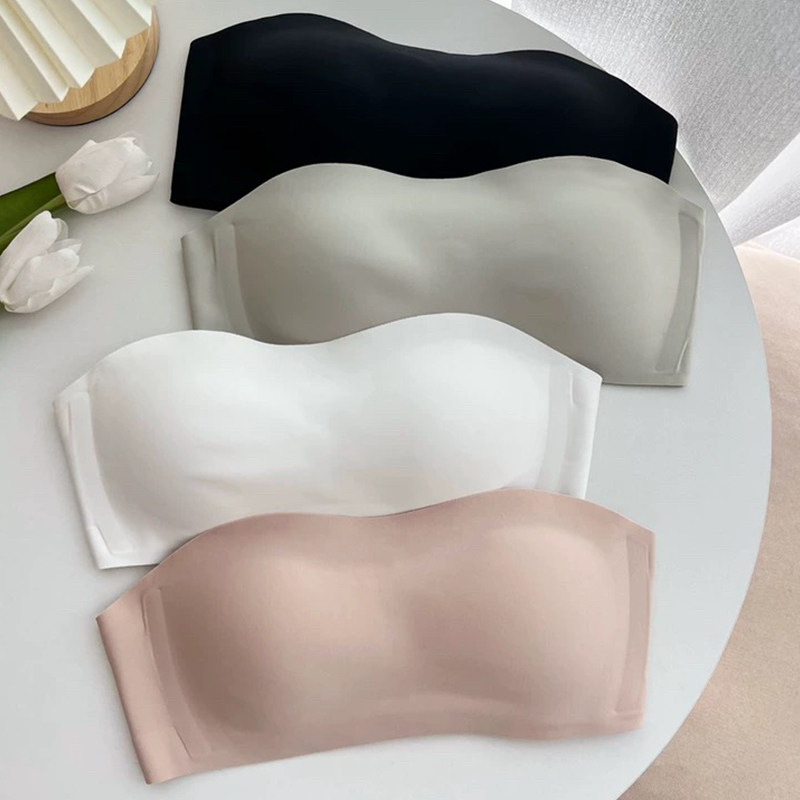 无肩带内衣女外穿薄款透气防滑无痕隐形抹胸收副乳裹胸文胸罩短袜