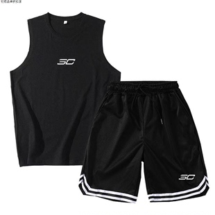 运动五分裤 库里篮球服套装 男比赛训练网眼背心球衣夏季 薄款 两件套