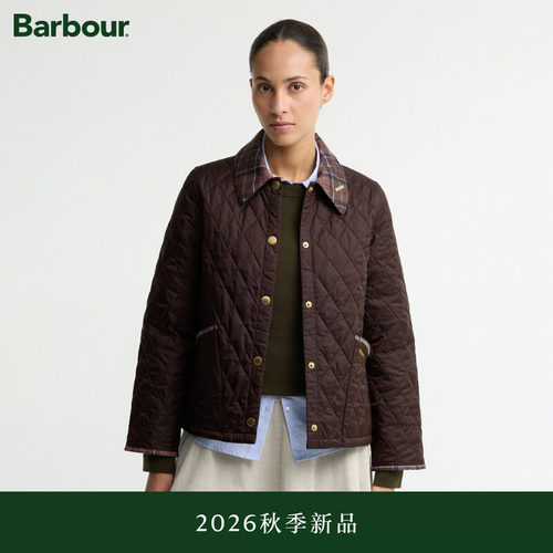 【秋季新品】Barbour Icons Tartan Collar Cropped女士绗缝夹克