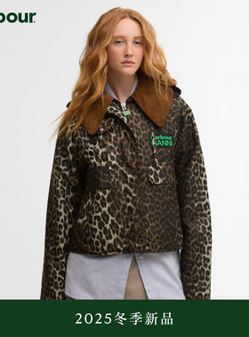 Barbour x Ganni联名Printed HoodedWax Anorak女士油蜡夹克