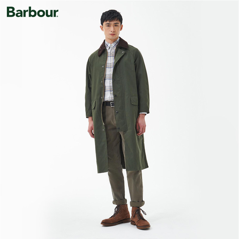 barbour oversize burghley男士无蜡夹克四季长款格纹里外套