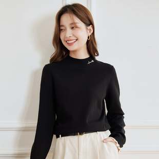 半高领黑色套头毛衣2026冬季女装新款简约百搭显瘦长袖上衣