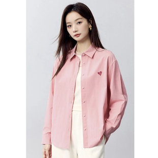基础百搭宽松欧若风衬衣 女2026春季 纯棉气质通勤简约绣花长袖 衬衫