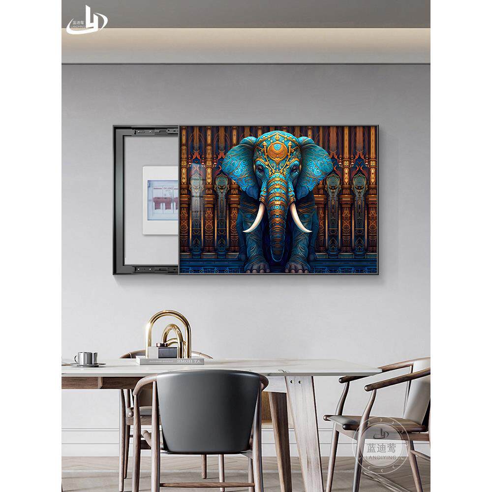 吉象电表箱装饰画轻奢高级大象配电箱遮挡挂画免打孔开关电闸壁画