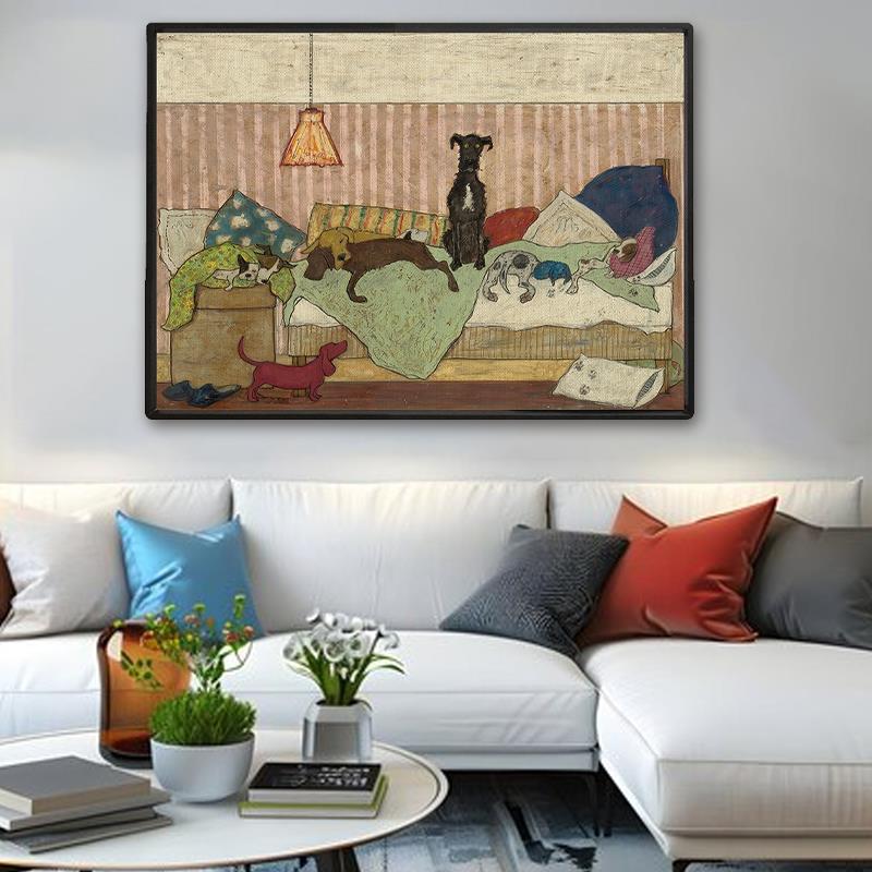 北欧风装饰画卡通动物儿童房卧室壁画可爱温馨客厅挂画长方形挂画图片