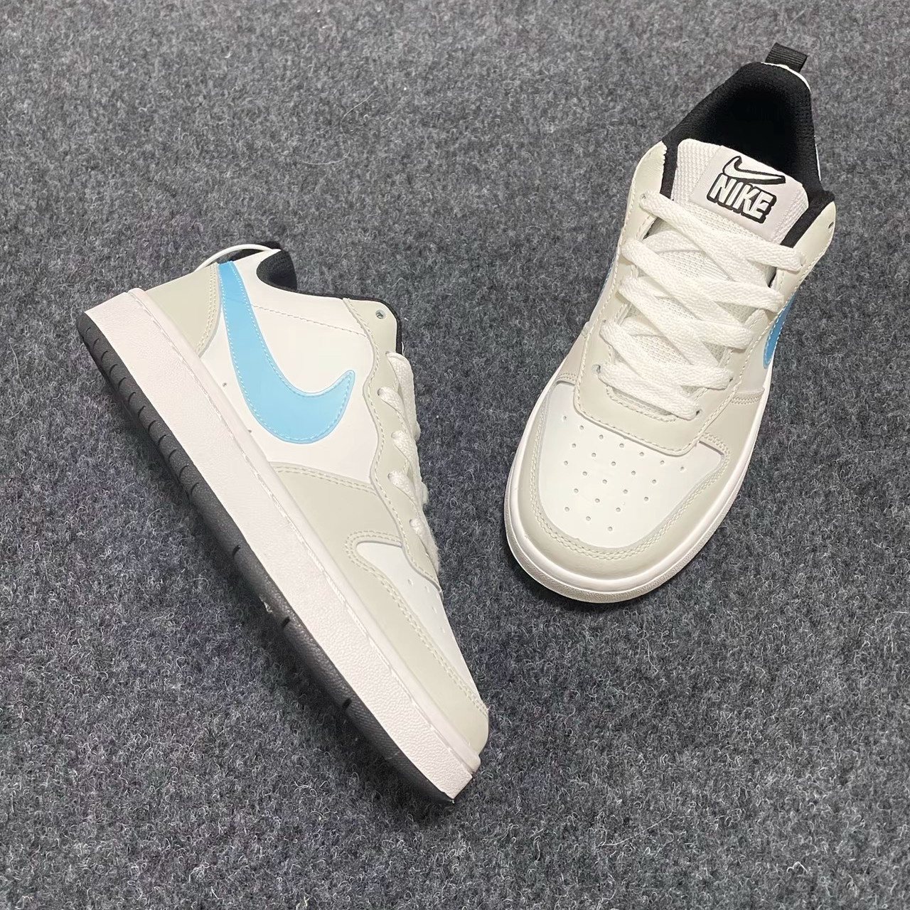 Nike Court Borough 轻便 百搭舒适低帮板鞋 GS 白灰蓝CW1624-100 - 实物图