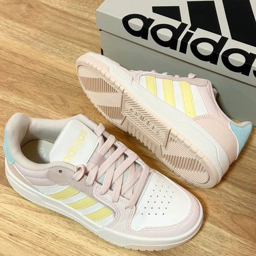 adidas neo Entrap 合成革 舒适 低帮 百搭板鞋 女款 粉白ID6054