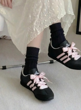 adidas VS JOG 2.0 舒适百搭 低帮生活休闲鞋 男女同款黑色KH7659