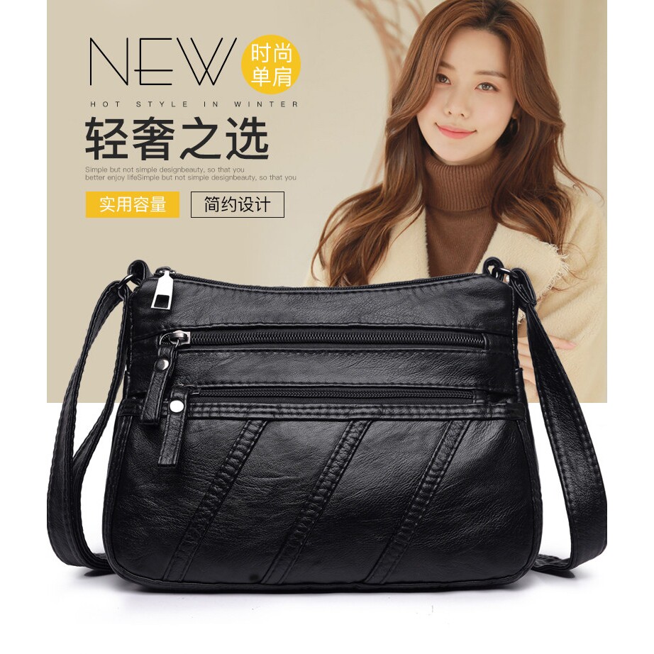 2022春季新款斜挎包妈妈单肩包水洗软皮女士小包包中老年百搭女包