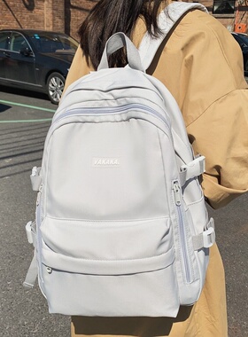 2026新款校园纯色简约百搭双肩包女高中学生初中生上课书包大容量