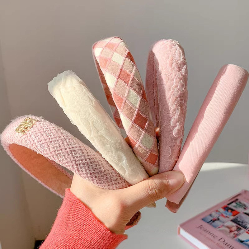 TKTK2025秋冬新款高颅顶显瘦宽边发箍女温柔粉嫩可爱头饰发卡头箍