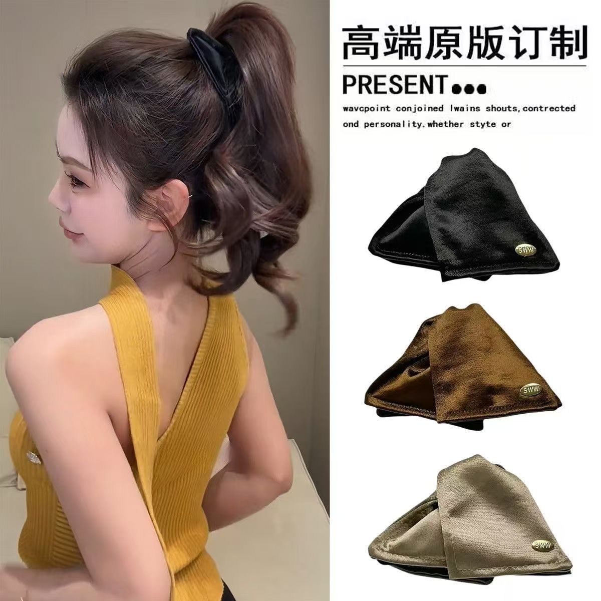 法式简约布艺三角抓夹女发量多2025新款感后脑勺盘发夹鲨鱼夹