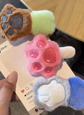tktk可爱卡通狐狸兔子爪爪毛绒发夹女甜美心刘海发卡秋冬新款边夹
