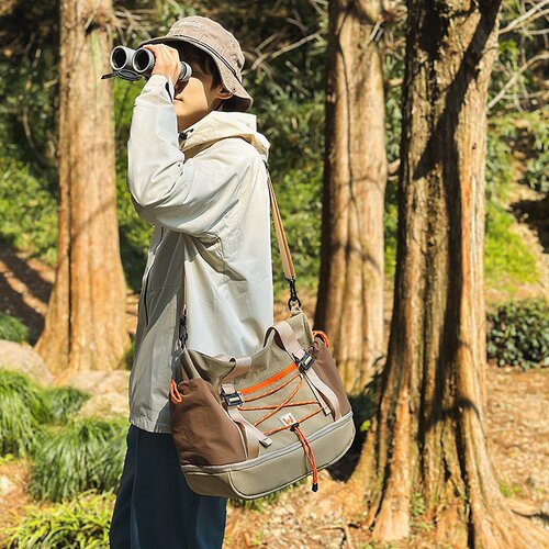 跨境登山旅行包大容量露营骑行单肩斜挎包拼色交叉绳运动托特包男