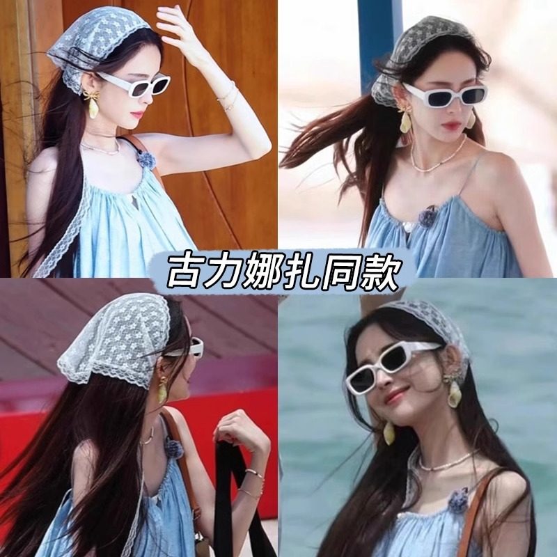 TKTK2025新款蕾丝花边腰封腰带女田园风三角丝巾绑带裙子配饰