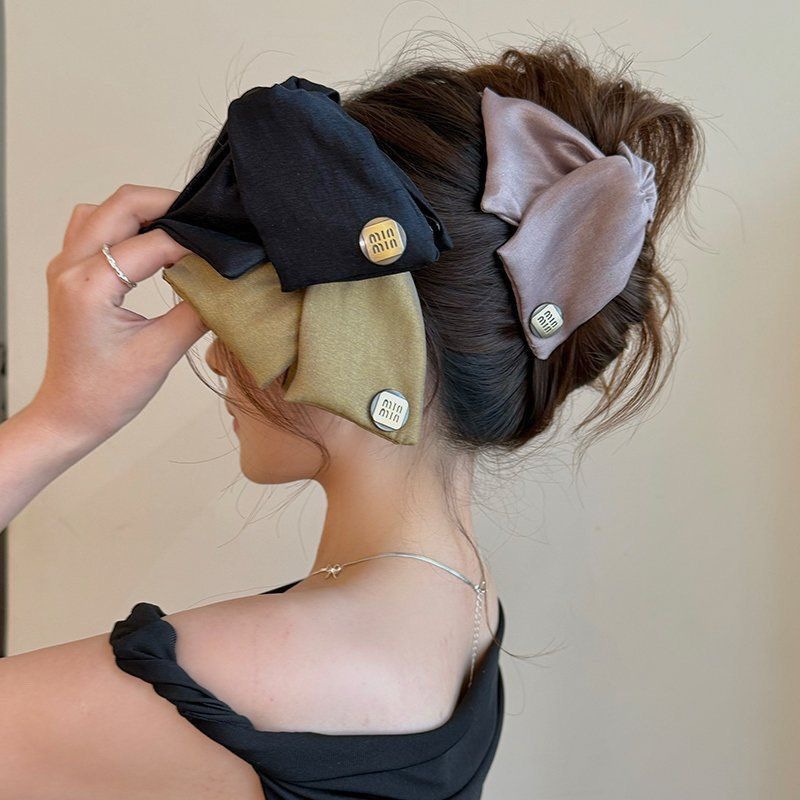 法式简约布艺三角抓夹女发量多2025新款感后脑勺盘发夹鲨鱼夹