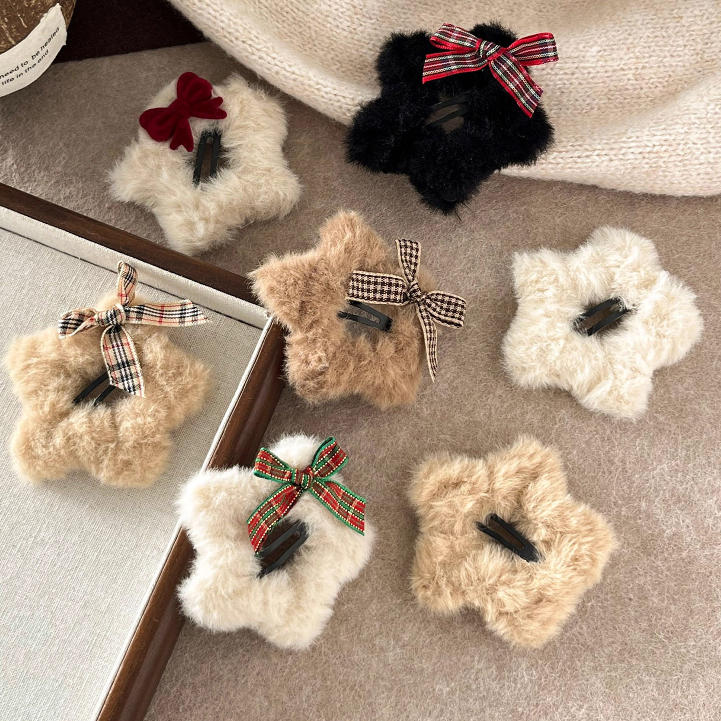 TKTK毛绒五角星发夹女2025秋冬新款刘海夹子头饰侧边夹后脑勺碎发