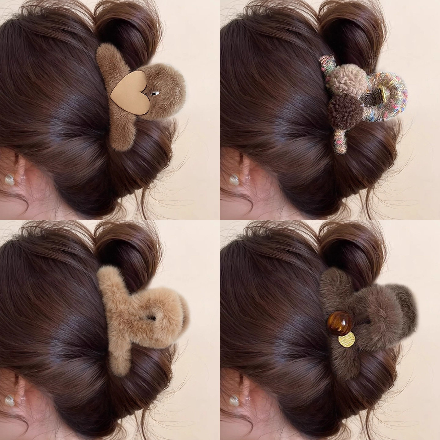 tktk秋冬毛绒抓夹女感2025新款发量多发夹后脑勺盘发鲨鱼夹子头饰