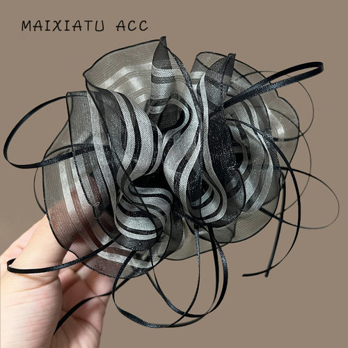 TKTK韩系黑白线条丸子夹抓夹女2025新款气质高马尾发夹鲨鱼夹百搭