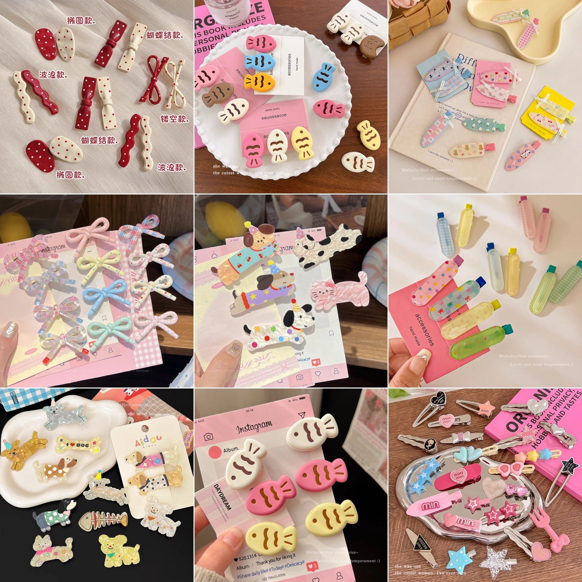 TKTK优雅蝴蝶结ins风发卡女气质多巴胺发夹精致格纹刘海夹甜美