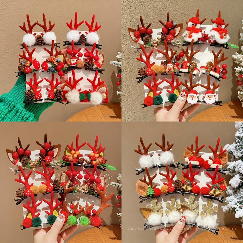 可爱女童发夹女圣诞节麋鹿侧边夹bb夹头饰2025新款碎发发卡