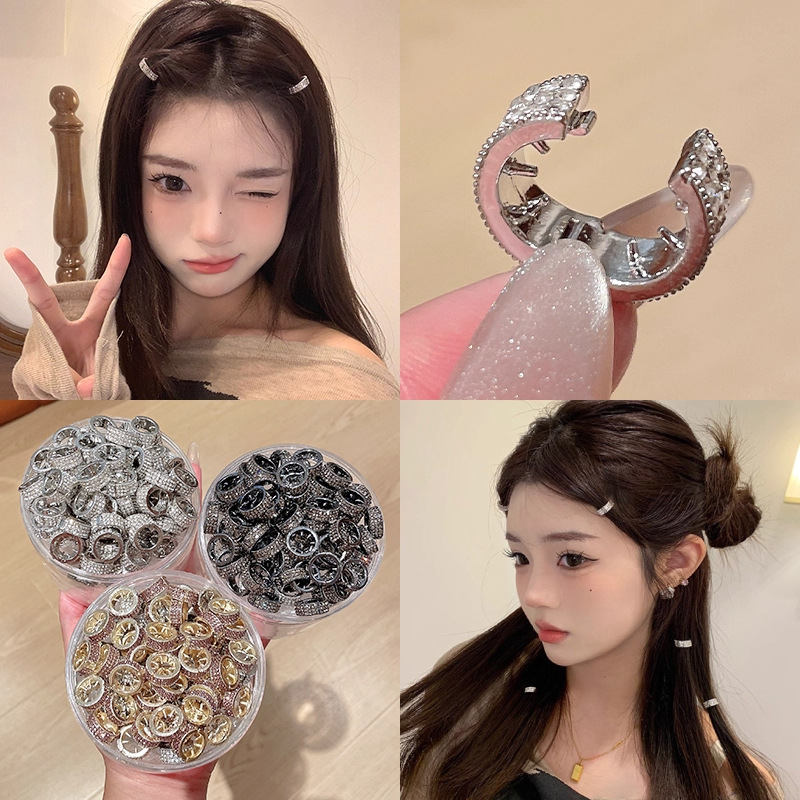 TKTK圆形金属发扣刘海发夹女前额侧边夹虞书欣同款水钻发卡小夹子