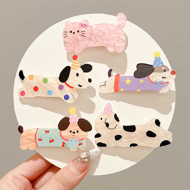 tktk甜美亚克力小狗发夹儿童刘海夹碎发夹前额侧边可爱生日头饰