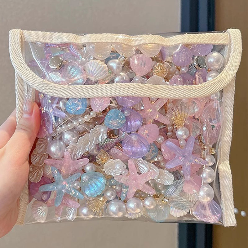 TKTK海边氛围感女孩彩色贝壳海星发卡儿童侧边刘海夹碎发拍照头饰