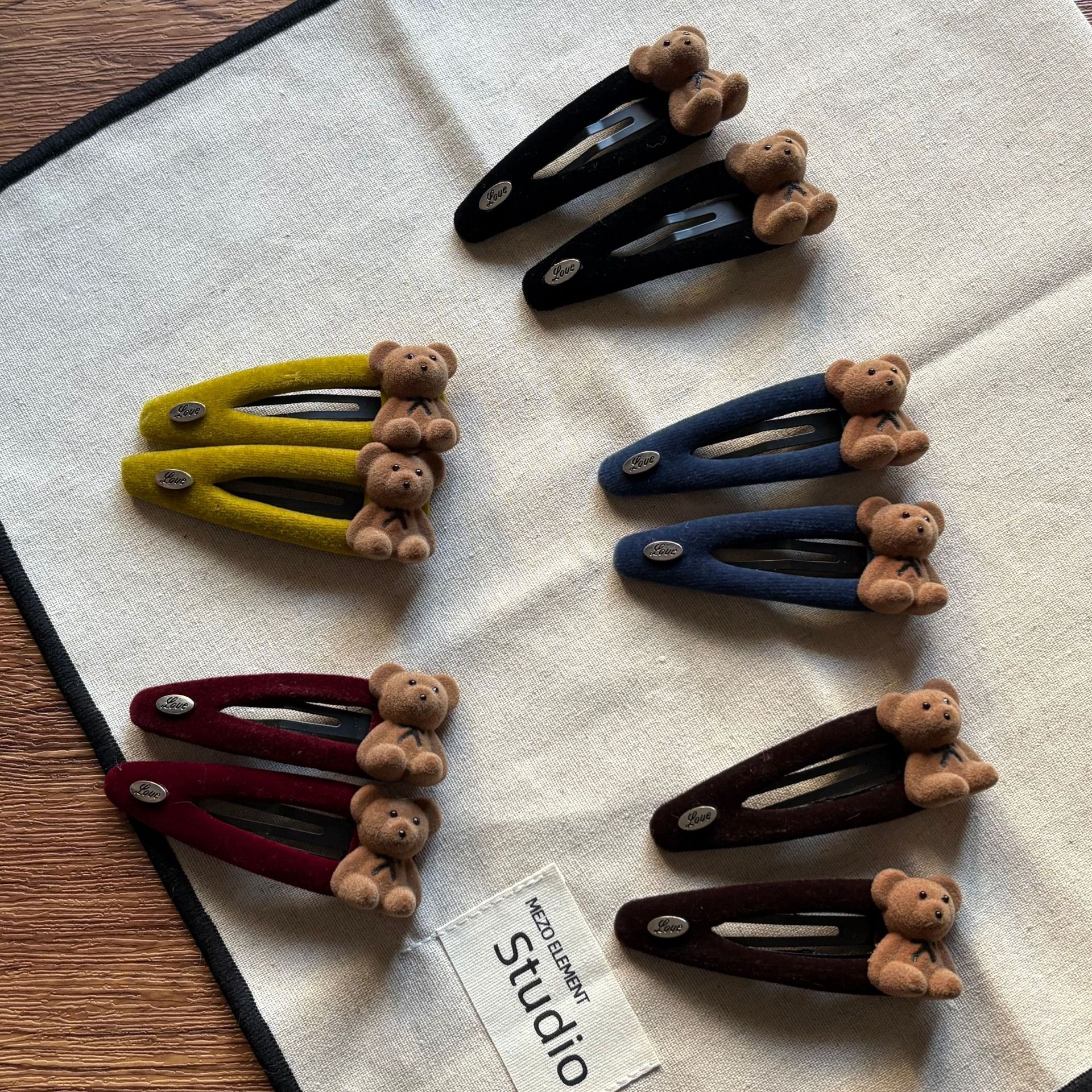 韩国ins银标植绒小熊丝绒bb夹可爱时尚刘海侧边夹发夹发卡头饰女