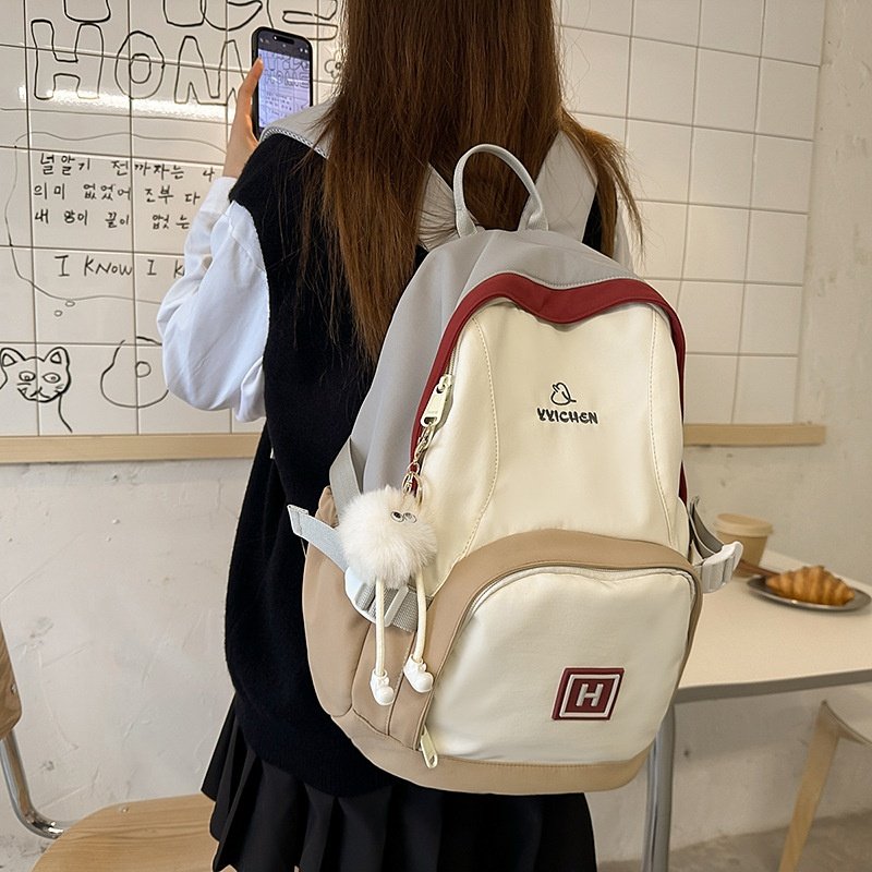 2026新款书包女学院风可爱大容量双肩包女初中高中大学生简约双肩