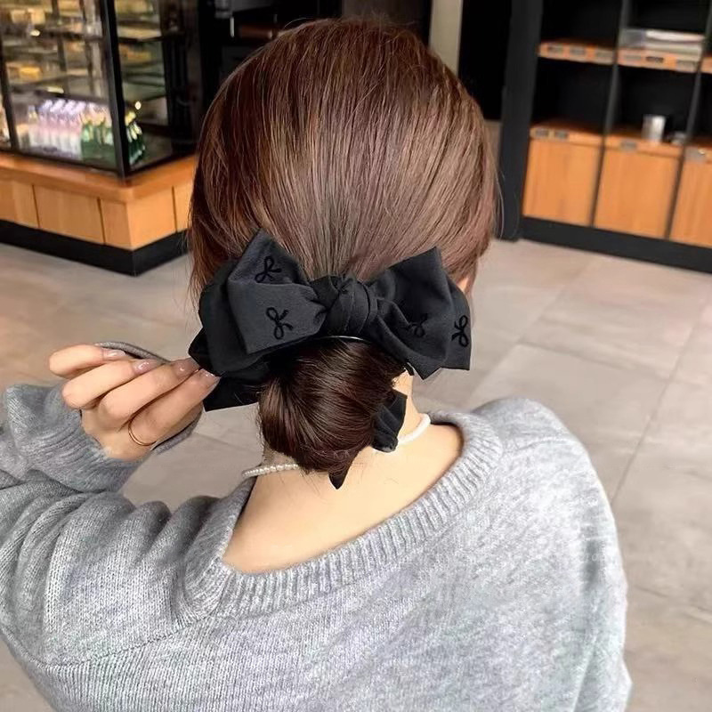 tktk夏季感格雷灰抓夹大号蝴蝶结头饰不伤发丸子头后脑勺发夹