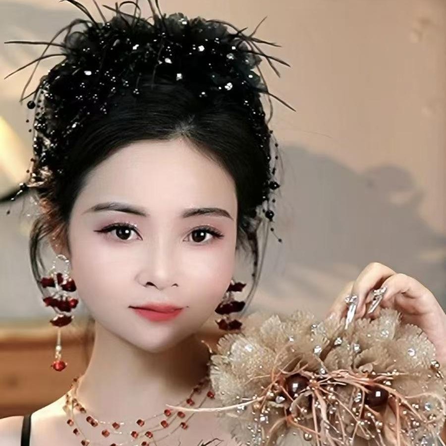 韩式复古港风亮闪花朵抓夹网红百搭时尚黑色鲨鱼夹显发量头饰发夹