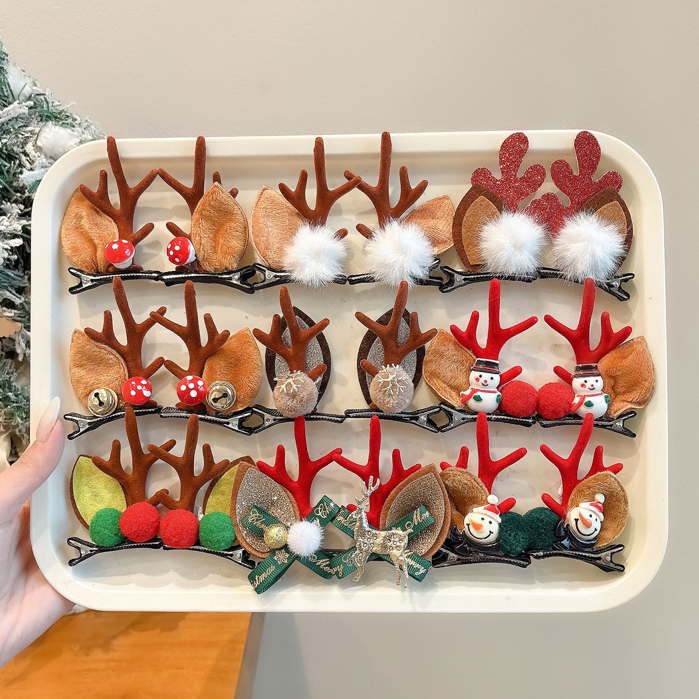 2025新款鹿角麋鹿发卡节日拍照道具发夹圣诞感儿童bb夹饰品