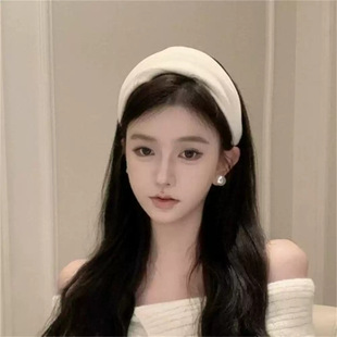 tktk纯白色宽边发箍2025新款简约高颅顶头箍发饰女感洗脸发带头饰