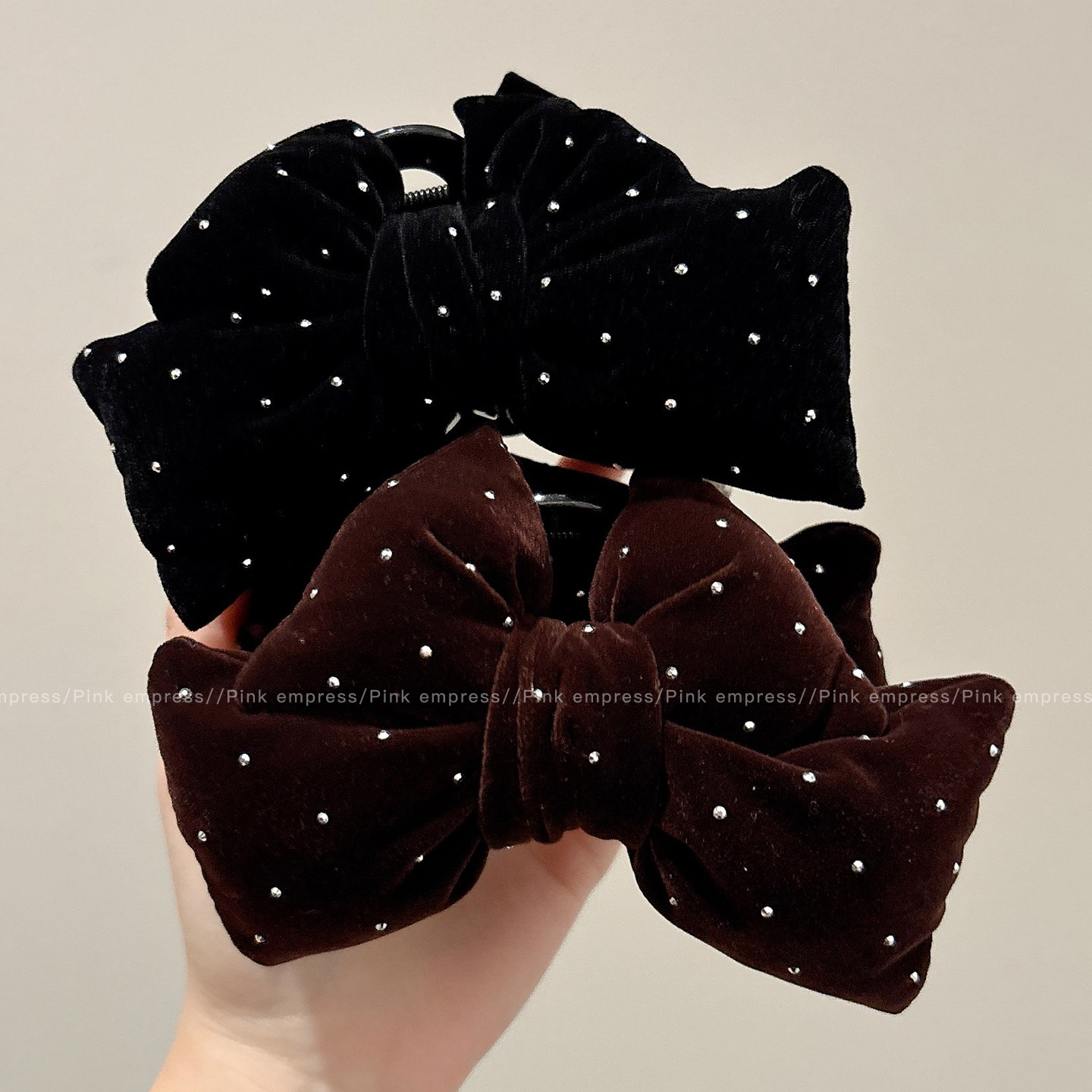 满天繁星立体丝绒蝴蝶结抓夹头饰女感2025新款秋冬后脑勺发夹