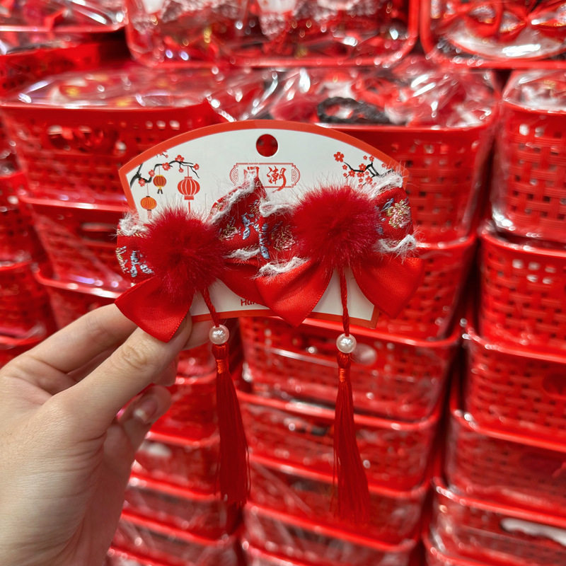 TKTK新年古风过年汉服头饰女儿童假发辫子发饰宝宝中国风流苏马年