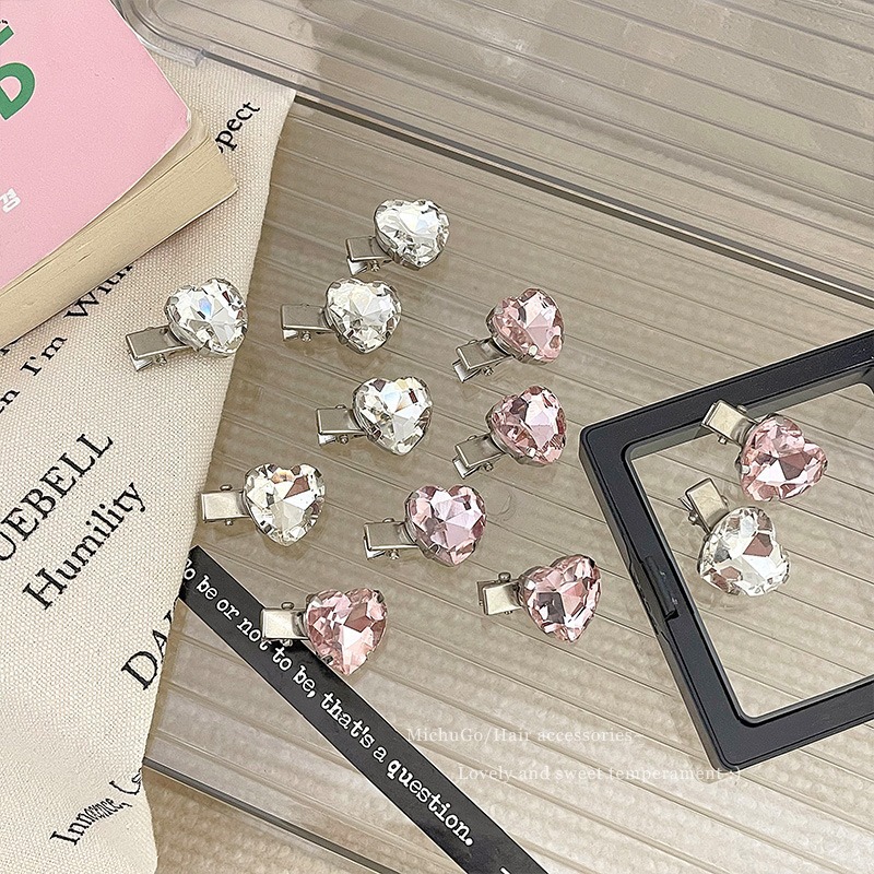 爱心水钻发夹女小号前额侧边编发夹子刘海鸭嘴夹甜酷y2k发卡头饰