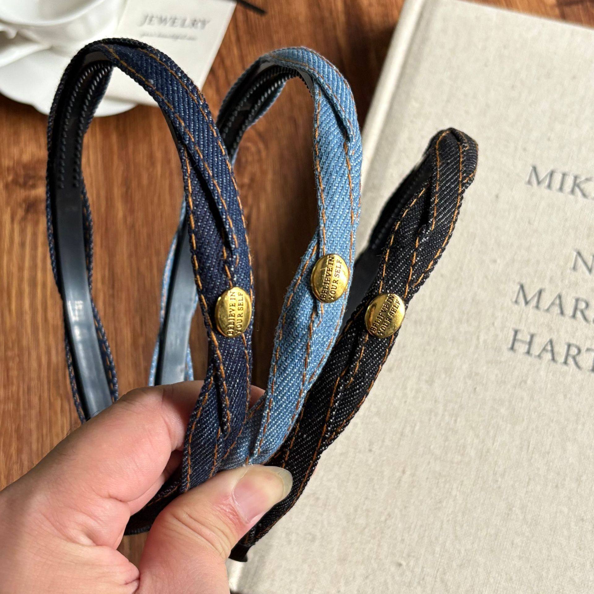 牛仔风日韩ins风金标麻花细发箍感日常外戴时尚百搭头箍发饰