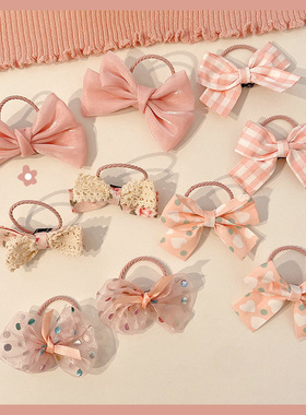 儿童发绳可爱蝴蝶结发圈不伤发头绳高弹力耐用扎头发橡皮筋