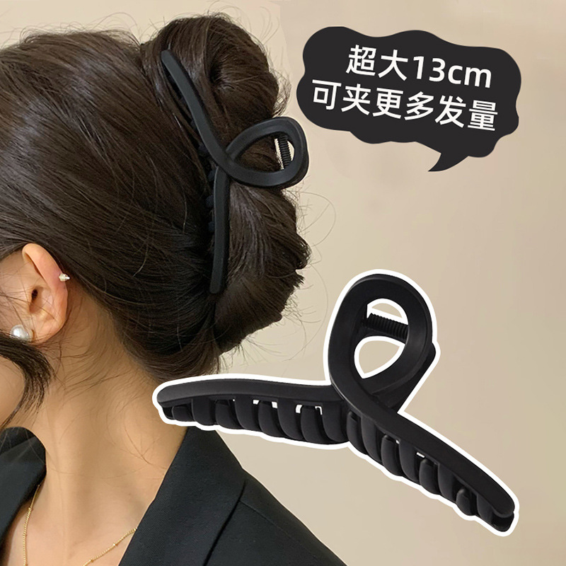 黑色大号抓夹女鲨鱼夹发卡简约感发夹后脑勺头发夹子头饰发抓