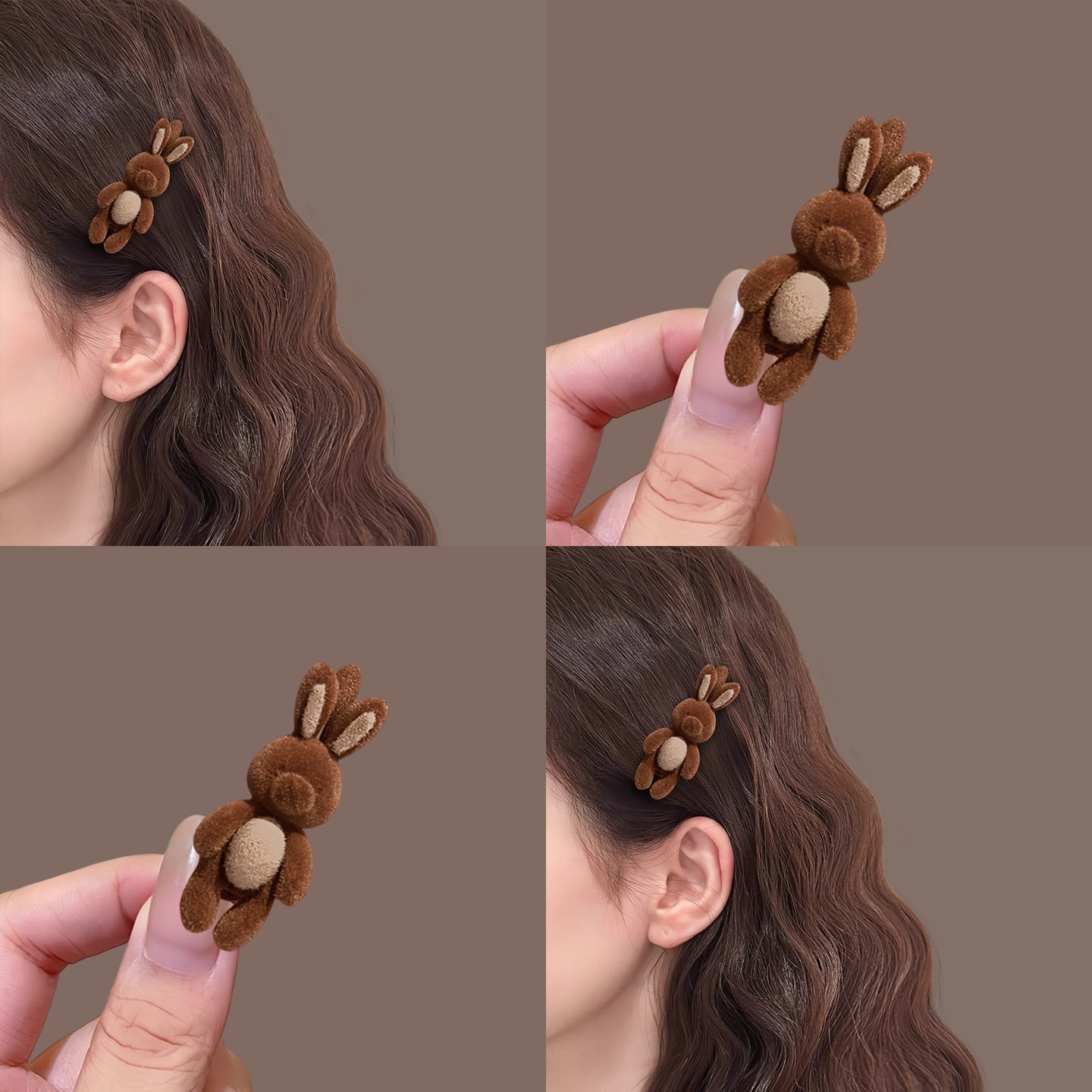 TKTK植绒小兔发夹女2025新款高端刘海夹前额侧边碎发一字鸭嘴夹子