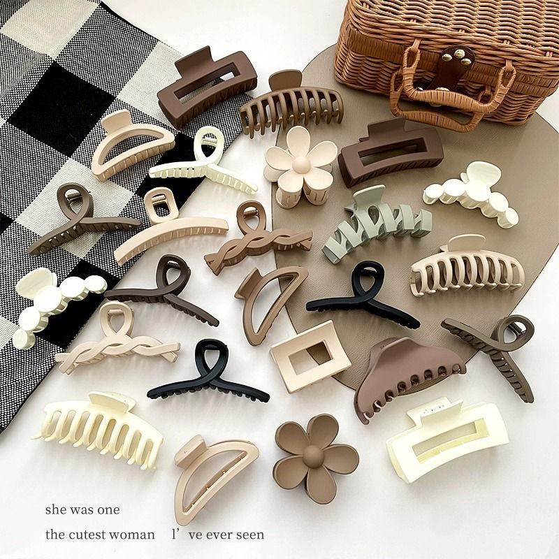 tktk韩系美拉德毛绒发夹女精致感抓夹大号发量多鲨鱼夹后脑勺发卡