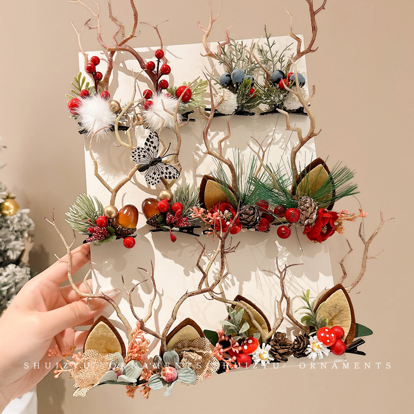 女童前额麋鹿发夹饰品碎发侧边儿童bb夹2025新款圣诞节鹿角发卡