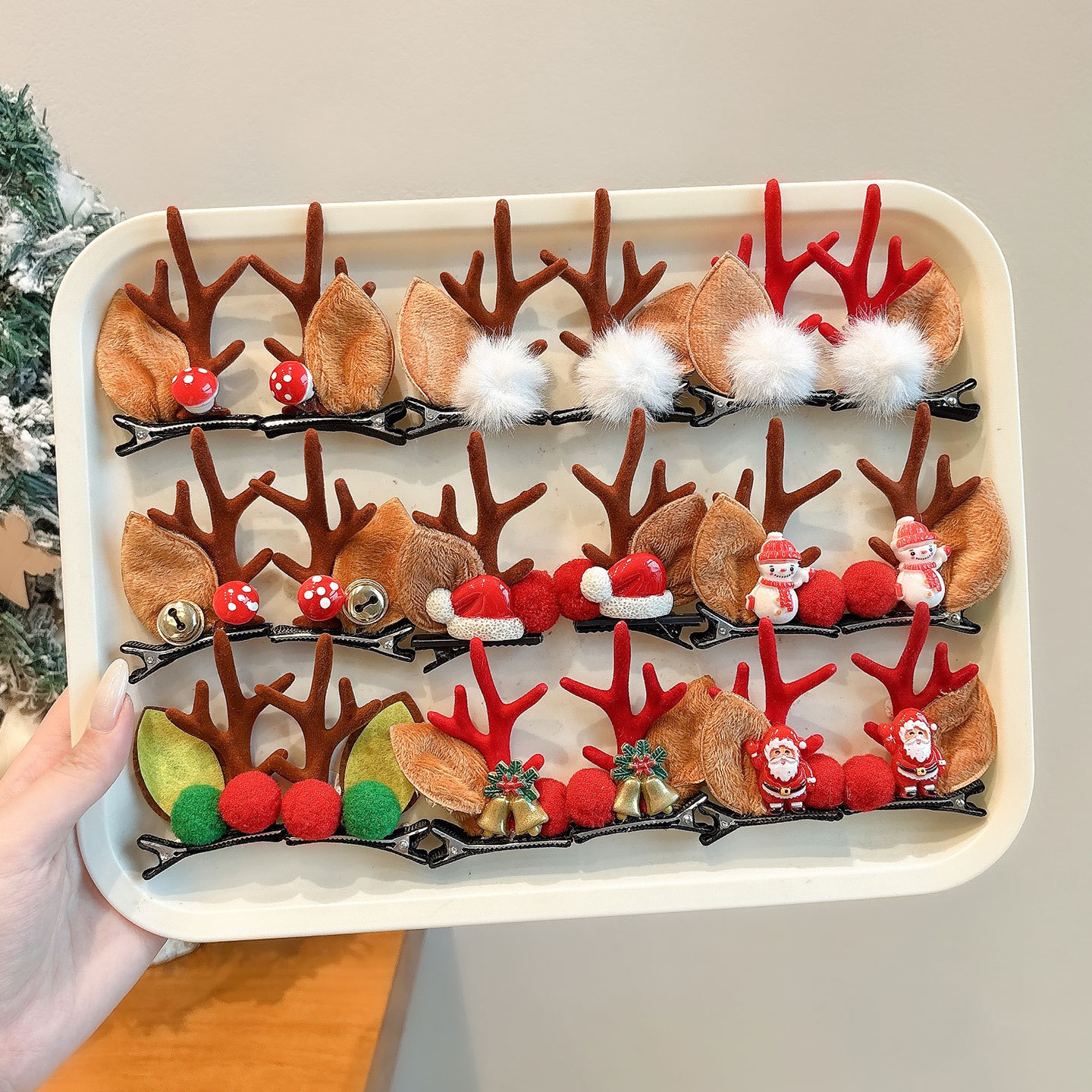 感儿童侧边夹发夹装扮鹿角圣诞节bb夹刘海拍照道具麋鹿发卡