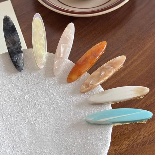 TKTK跨境爆款水波纹复古法式小号发卡质感椭圆鸭嘴夹边夹简约发夹