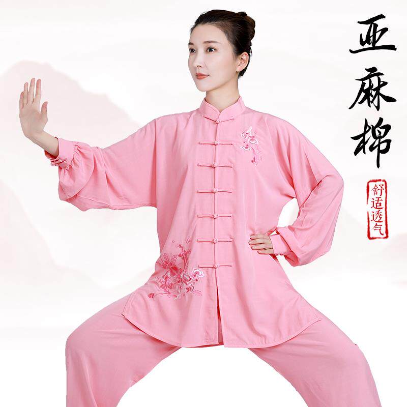 小和山太极服女款新款2026亚麻棉麻太极拳练功服女夏季春秋八段锦