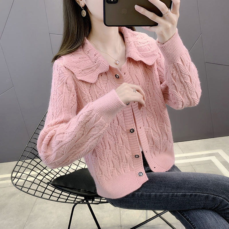 针织开衫2025年新款秋女装爆款娃娃领毛衣外套女士时尚洋气上衣