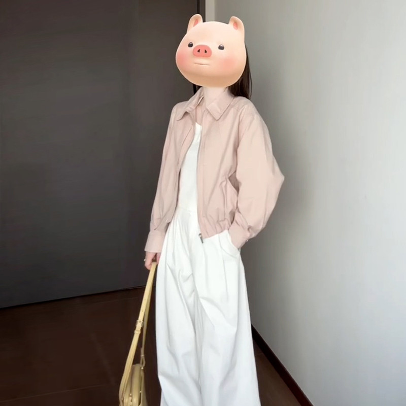 2025新款小个子香风粉色夹克外套秋冬季女装高级感棒球服短款上衣