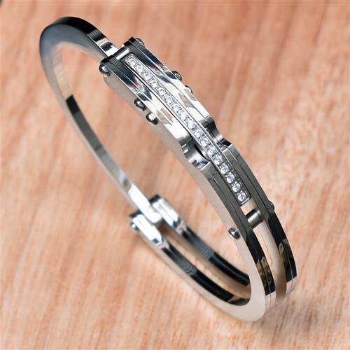 男士钛钢手镯花梨胡桃鸡翅木复古手镯镶嵌水晶免费刻字定制手镯